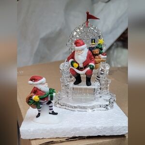 Department 56 Santa on Crystal Throne with Elf